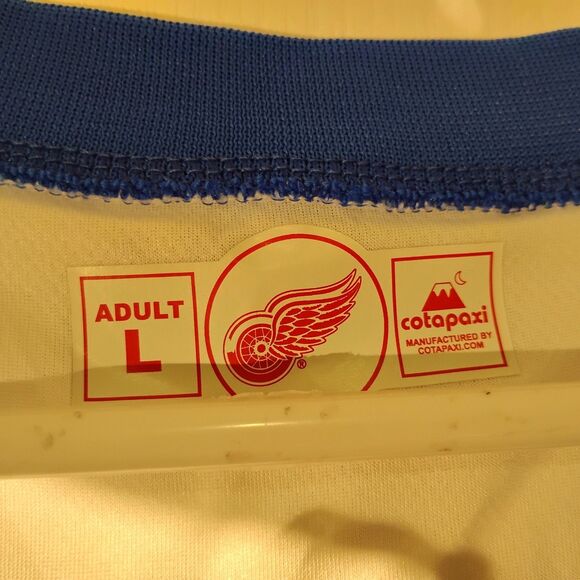 Detroit Red Wings jersey mens L LArge white blue Cotapaxi HOckey NHL - Picture 9 of 10